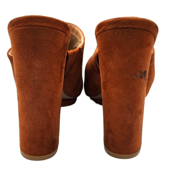 Wild Diva Open Toe 5" Inch Fabric Heels Size 6.5 Brown - Picture 3 of 7